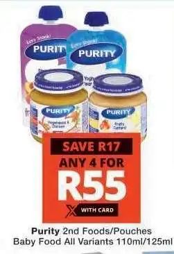 Checkers Purity 2nd Foods/Pouches offer