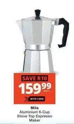 Checkers Mila Aluminium 6-Cup Stove Top Espresso Maker offer