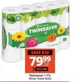 Checkers TWINSAVER 1-PLY WHITE TOILET ROLLS offer