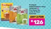 Game Freshpak Cappuccinos 8 x 20g Assorted Or Five Roses Tea Latter 10-Pack Assorted-For Any 2 offer