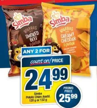 OK Foods Simba Potato Chips 2x120g/132g offer