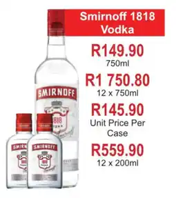 Matrix Warehouse Smirnoff 1818 Vodka offer