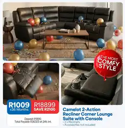 OK Furniture Camelot 2-Action Recliner Corner Lounge Suite with Console offer