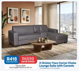 OK Furniture 2-Division Tracy Corner Chaise Lounge Suite with Console offer