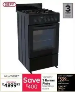 Bradlows Defy 3 Burner Plate Gas Stove offer