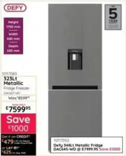 Bradlows Defy Metallic Fridge Freezer offer