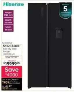 Bradlows Hisense Black Side-By-Side Fridge offer