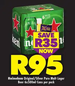 Shoprite Liquor Heineken Original/ Silver Pure Malt Lager Beer Cans offer