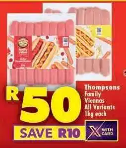 Shoprite Thompsons Family Viennas All Variants 1kg each offer