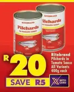 Shoprite Ritebrand Pilchards in Tomato Sauce offer