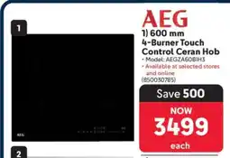 Makro AEG 600 mm 4-Burner Touch Control Ceran Hob offer
