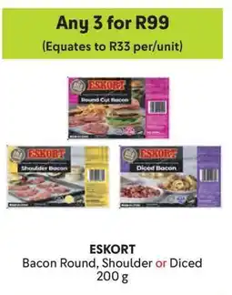 Makro ESKORT Bacon Round, Shoulder or Diced 200 g offer