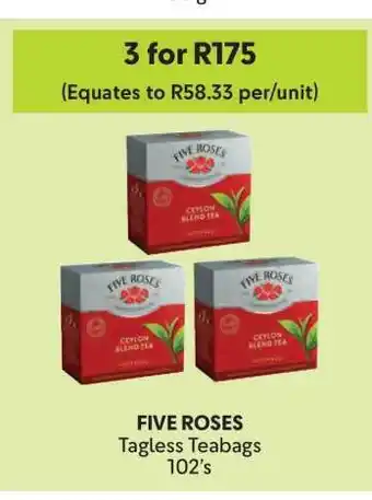 Makro FIVE ROSES Tagless Teabags 102's offer