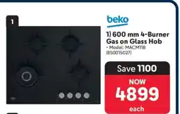 Makro beko 600 mm 4-Burner Gas on Glass Hob offer