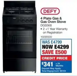 OK Furniture Defy 4 Plate Gas & Gas Oven Stove offer