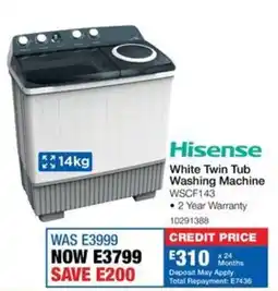 OK Furniture Hisense White Twin Tub Washing Machine offer