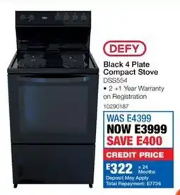 OK Furniture Defy Black 4 Plate Compact Stove offer