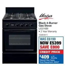 OK Furniture Univa Black 4-Burner Gas Stove offer