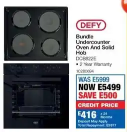OK Furniture Defy Bundle Undercounter Oven And Solid Hob offer