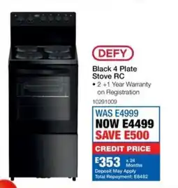 OK Furniture Defy Black 4 Plate Stove RC offer