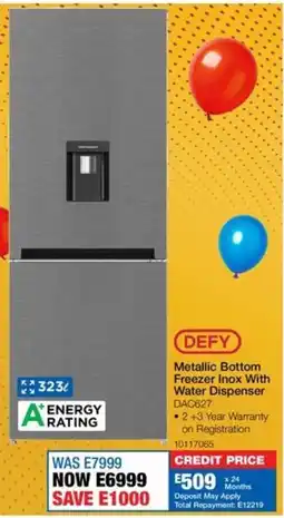 OK Furniture Defy Metallic Bottom Freezer Inox With Water Dispenser offer