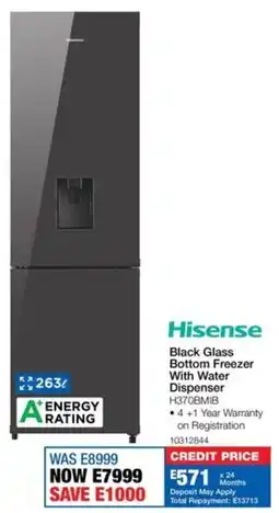 OK Furniture Hisense Black Glass Bottom Freezer With Water Dispenser offer