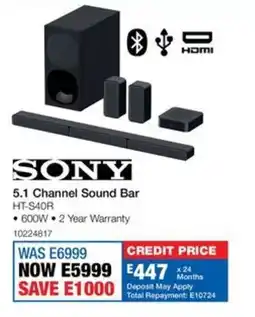 OK Furniture Sony 5.1 Channel Sound Bar offer