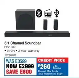 OK Furniture Hisense 5.1 Channel Soundbar offer