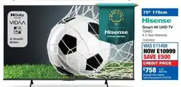 OK Furniture Hisense 70" Smart 4K UHD TV offer