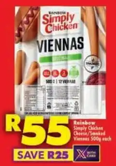 Shoprite Rainbow Simply Chicken Cheese/ Smoked Viennas offer