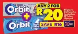 Shoprite Wrigley's Orbit Sugarfree Chewing Gum All Variants offer
