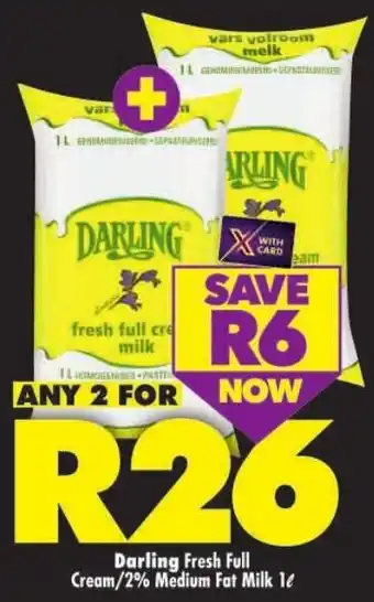 Shoprite Darling Fresh Full Cream/ 2% Medium Fat Milk offer
