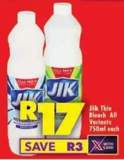 Shoprite Jik Thin Bleach All Variants offer