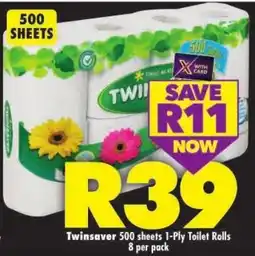 Shoprite Twinsaver 500 Sheets 1-Ply Toilet Rolls offer