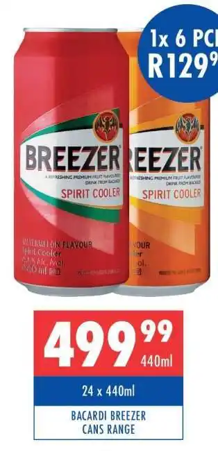 Ultra Liquors BACARDI BREEZER CANS RANGE offer