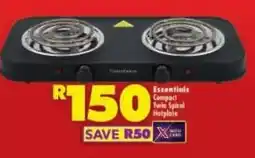 Shoprite Essentials Compact Twin Spiral Hotplate offer