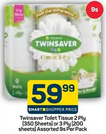 Twinsaver Toilet Tissue 2 Ply or 3 Ply Assorted
