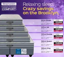 Sleepmasters Sleepmasters 92cm Single Bed Set offer