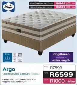 Sleepmasters Sealy Argo 137cm Double Bed Set offer