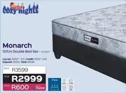 Sleepmasters Cozy Nights Monarch 137cm Double Bed Set offer