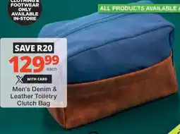 Checkers Hyper Men's Denim & Leather Toiletry Clutch Bag offer