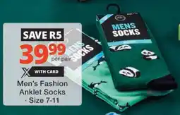 Checkers Hyper Men's Fashion Anklet Socks offer
