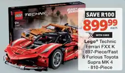 Checkers Hyper Lego Technic Ferrari FXX K/ Fast & Furious Toyota Supra MK 4 offer