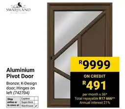 Builders Warehouse Swartland Aluminium Pivot Door offer