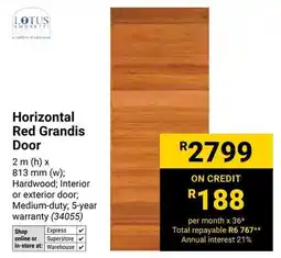 Builders Warehouse Lotus Horizontal Red Grandis Door offer
