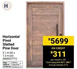 Builders Warehouse Horizontal Pivot Slatted Pine Door offer