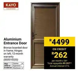 Builders Warehouse Kayo Aluminium Entrance Door offer