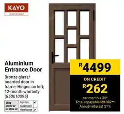 Builders Warehouse Kayo Aluminium Entrance Door offer