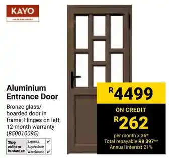 Builders Warehouse Kayo Aluminium Entrance Door offer