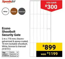 Builders Warehouse XpandaDIY Econo Shootbolt Security Gate offer
